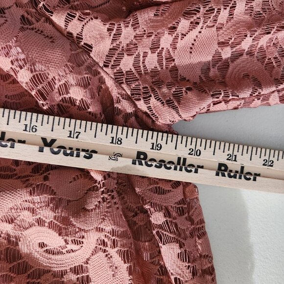 Meraki Womens Large Off-Shoulder Lace Blouse Bell Sleeves Mauve Crop top - Picture 5 of 15